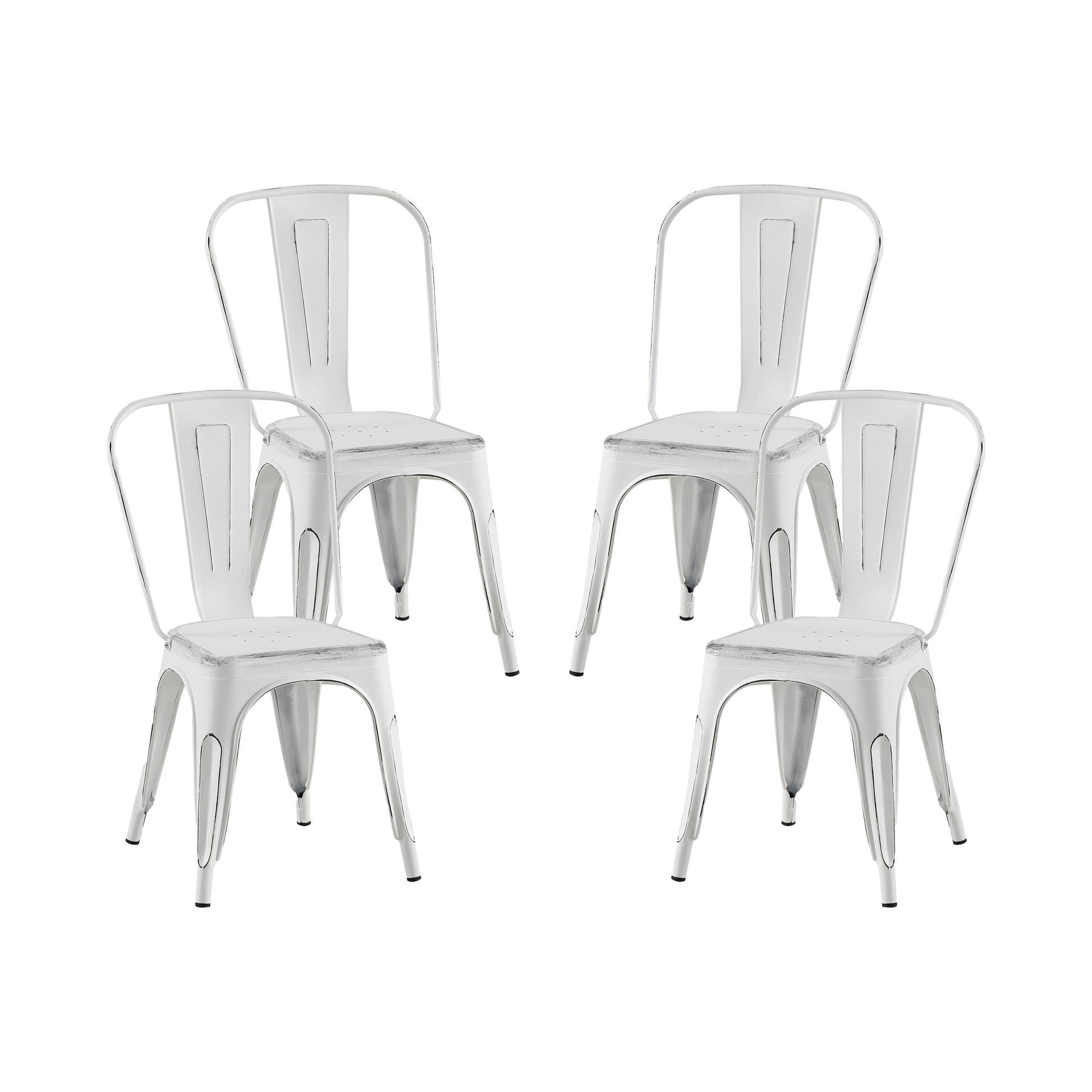 2Pc Modern Sanded Matte White Finish Metal Dining Room Kitchen Bar Chairs Contemporary Aesthetic 18 Inch Seat Height Standard Dining Matte White Dining Room Wipe Clean Square