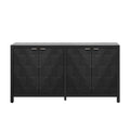 Luxurious Four Door Sideboard With Honeycomb Patterned Doors, Offering Large Storage For Study,Entrance And Living Room Black Primary Living Space American Design Mdf