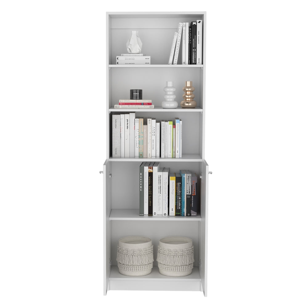 Dupree 2 Piece Home Bookcase Set, 49" Wide With 9 Shelvesliving Room White Freestanding 5 Or More Shelves Matte White Modern Particle Board