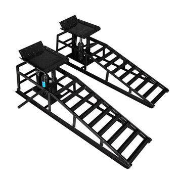 Hydraulic Car Ramps, 2 Pack Car Ramp High Lift, 11000Lbs Automotive Truck Cars Service Ramps, Low Profile Oil Change Ramps With Support Jack For Car Truck Trailer Garage Repair Black Black