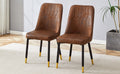 Brown Suede Like Velvet Dining Chair Set Two Pack Black Metal Legs,Dinning Chairs,Brown. Brown Black Metal