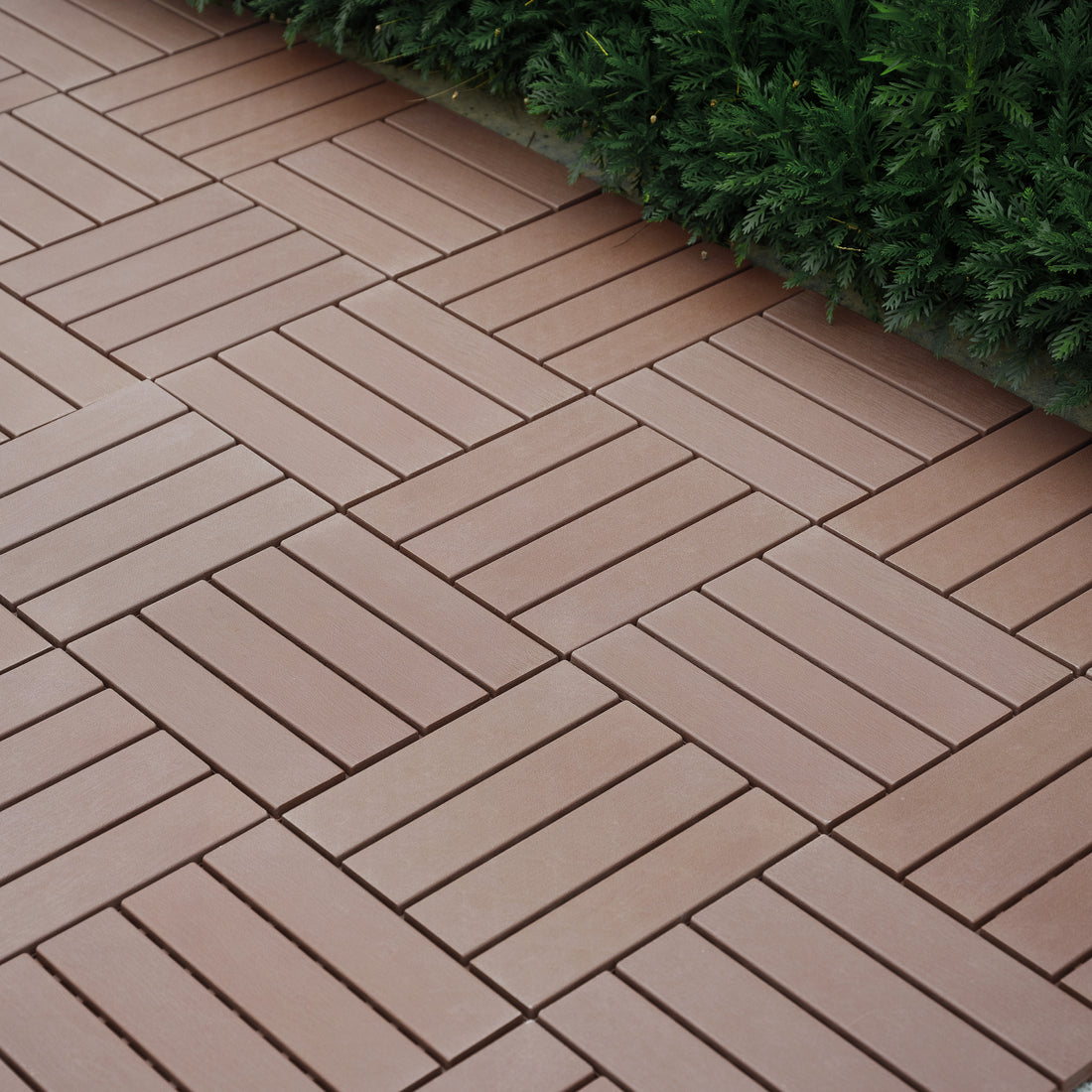 Plastic Interlocking Deck Tiles,44 Pack Patio Deck Tiles,12"X12" Square Waterproof Outdoor All Weather Use, Patio Decking Tiles For Poolside Balcony Backyard, Brown Brown Polypropylene