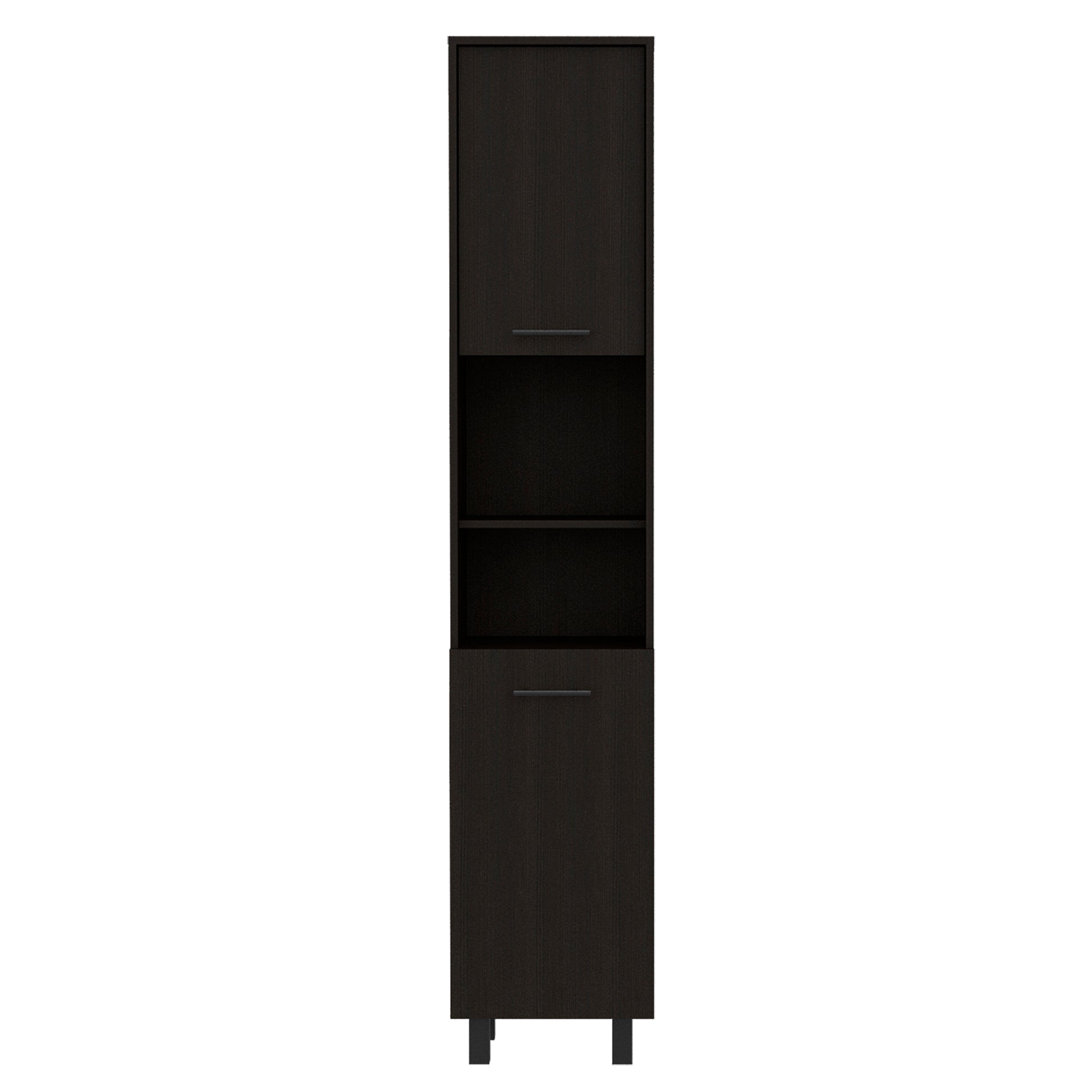 Sheffield 2 Door Pantry Cabinet, With Two 2 Cabinet Spaces And Two Open Shelves Black Kitchen Contemporary Pine Particle Board Cabinets Included Engineered Wood