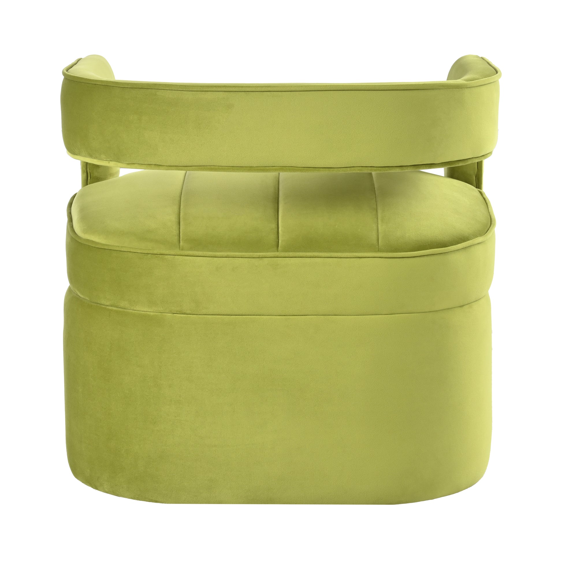 Modern Velvet Accent Chair With Ribbed Detail, Luxury Curved Fully Upholstered Accent Chair, Green No Assembly Needed Green Velvet