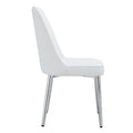 4 Modern Dining Chairs, Smooth Pu Leather Backrest And Silver Toned Metal Legs For A Comfortable Home Experience For Kitchens, Bedrooms And Offices. White Pu