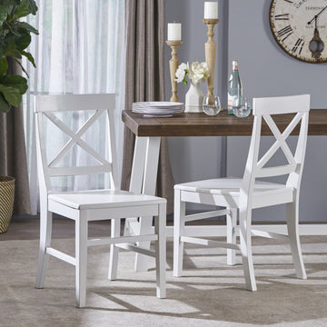 Acacia Wood Dining Chairs, White - White Acacia