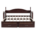 Wooden Twin Size Daybed With Twin Size Trundle, Extendable Daybed With Two Storage Drawers, Espresso Expected Arrival Time:9.12 Twin Espresso Wood