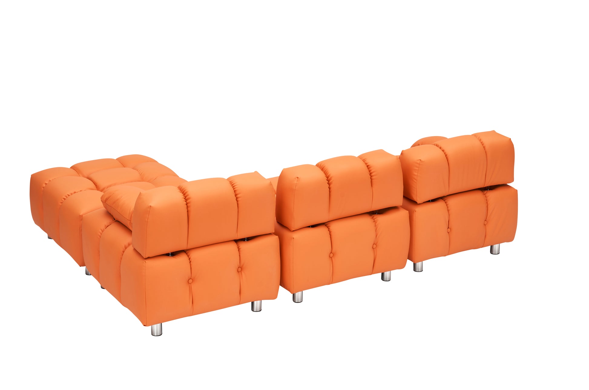 123 Orange Polyester Blend 3 Seat