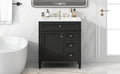 30'' Bathroom Vanity With Top Sink, Modern Bathroom Storage Cabinet With 2 Drawers And A Tip Out Drawer, Single Sink Bathroom Vanity Black Bathroom Solid Wood Mdf