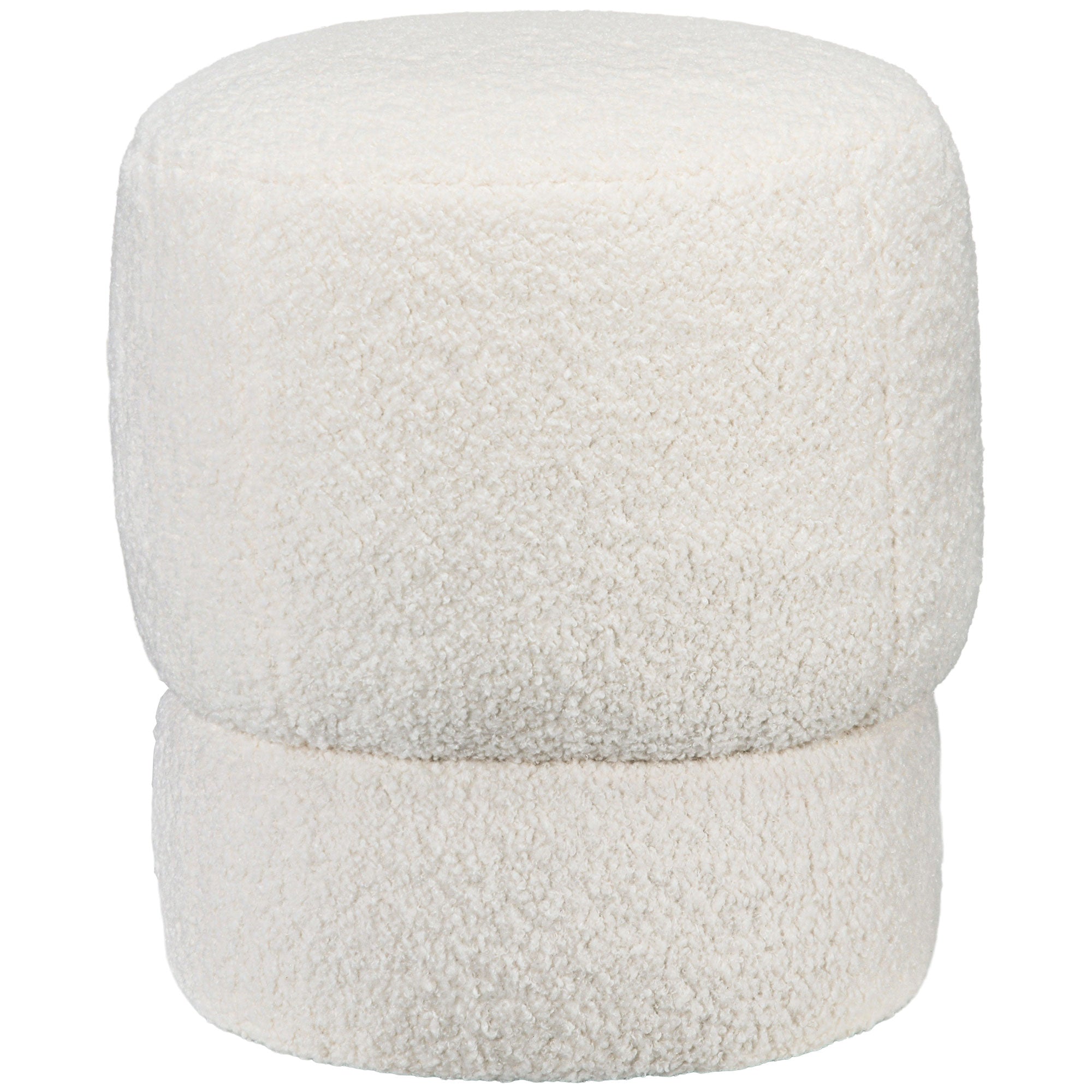 Homcom Modern Round Ottoman, Teddy Fleece Fabric Upholstered Foot Stool With Padded Seat For Living Room, Entryway, White Cream White Polyester