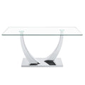 Large Modern Minimalist Rectangular Glass Dining Table For 6 8 People With 0.4 