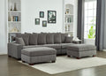 Modular Sectional Sofa,5 Seater Oversized Convertible L & U Shaped Couch, Corduroy Fabric Grey Wood Fabric 5 Seat