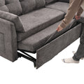 United We Win Furniture, Modular L Shaped Sofa, Modular Long Sofa With Reversible Chaise Lounge, Sofa Bed, Sleeper Sofa, Modular Sofa Combination With Storage Seats. Dark Gray Chenille 3 Seat