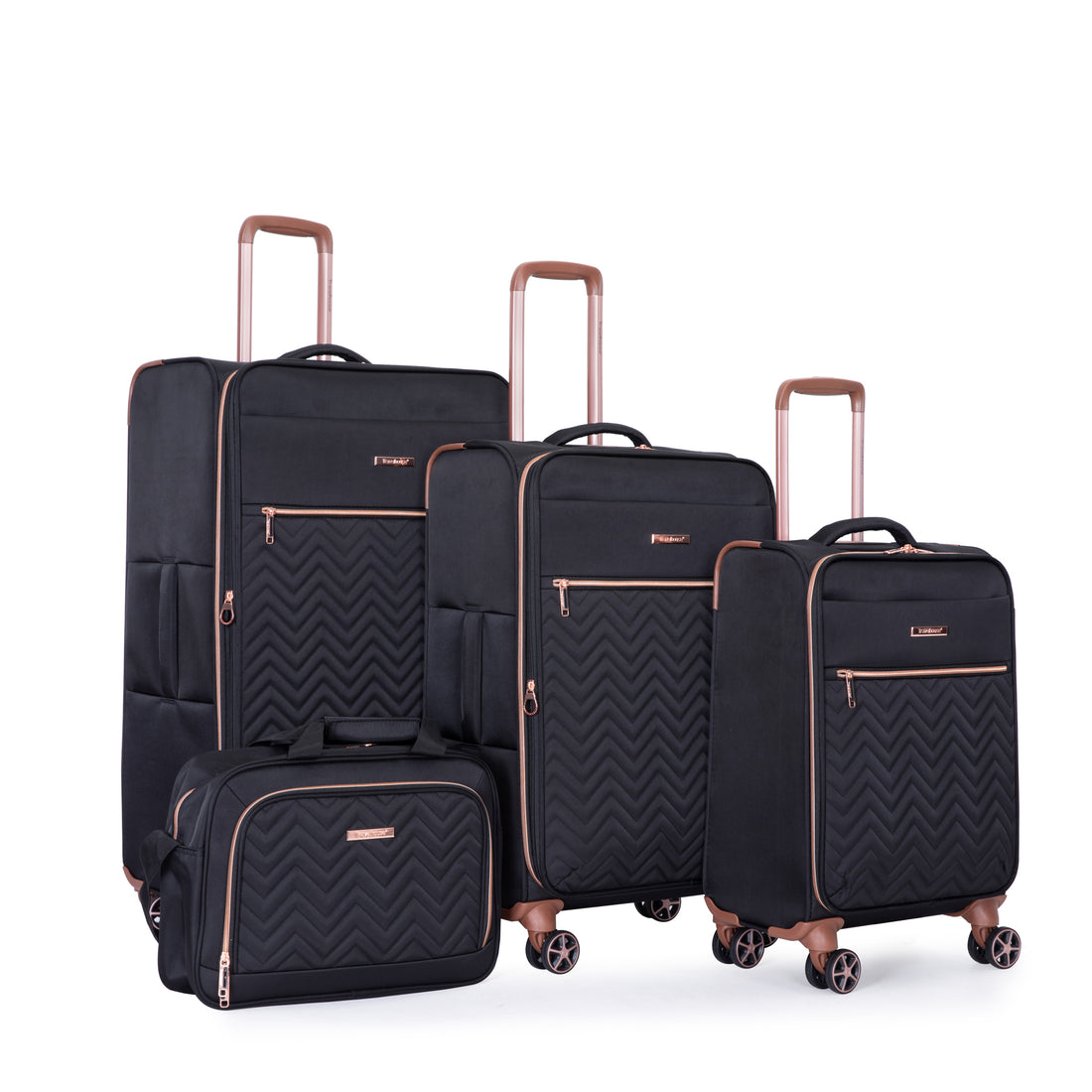 4 Piece Set 16 20 24 28 ,Softshell Suitcase Spinner Wheels Terylene Luggage Sets Carry On Suitcase Luggage Lightweight Durable Suitcase Black Black Polyester