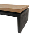 Black And Natural Wood Living Room Table Versatile Coffee Table 2 Tiered Wood Tabletop Table 47.6