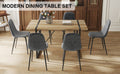 Table And Chair Set, Upholstered Side Chairs In A Modern Medieval Style, Dark Grey Dining Chairs And A Rustic Industrial Rectangular Wood Color Mdf Dining Table. Gray Seats 6 Mdf