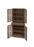 4 Door Cabinet With 1 Drawer, With 4 Adjustable Inner Shelves, Storage Cabinet Walnut Mdf