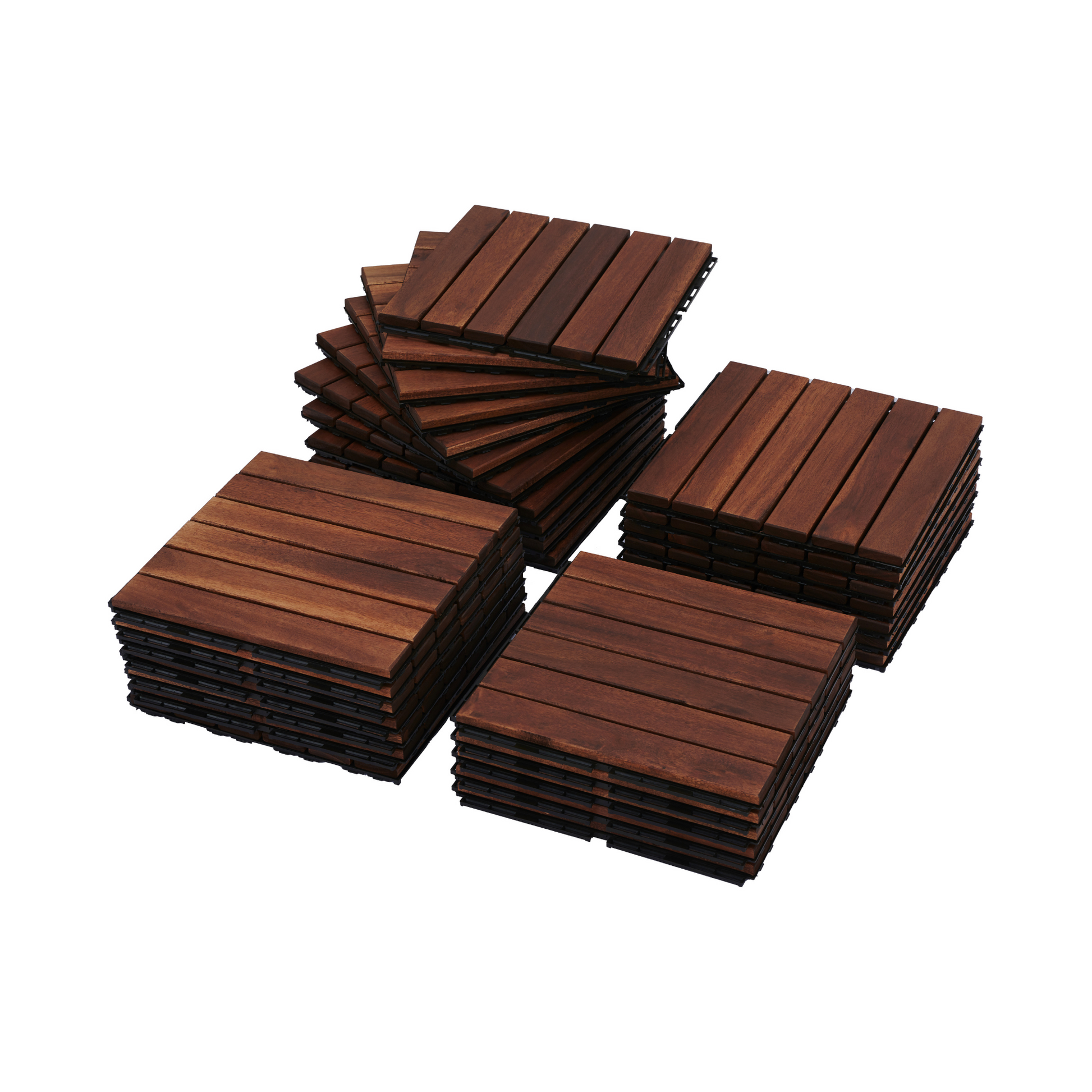 30 Pcs Interlocking Deck Tiles Striped Pattern, 12" X 12" Square Acacia Hardwood Outdoor Flooring For Patio, Bancony, Pool Side,.. Brown Garden & Outdoor American Design,American Traditional,Antique Solid Wood