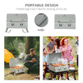 Outsunny 2 Burner Propane Gas Grill Outdoor Portable Tabletop Bbq With Foldable Legs, Lid, Thermometer For Camping, Picnic, Backyard, Light Grey Light Grey Steel