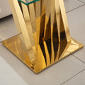 Tempered Glass Top End Table With Gold Mirror Finish Stainless Steel Base Gold Tempered Glass