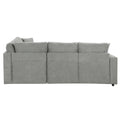 4 Seat L Shaped Modular Sofa With Thick Backrest And Seat Cushions, Suitable For Living Rooms, Offices Gray Wood Polyester 4 Seat