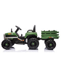 Ride On Tractor With Trailer,24V Battery Powered Electric Tractor Toy, 200W*2Motor 1.86 4.97Mph Remote Control,Electric Car For Kids,Three Speed Adjustable,Usb,Mp3 ,Bluetooth,Led Light, Safety Belt. Emerald 50 99 Lbs Polypropylene