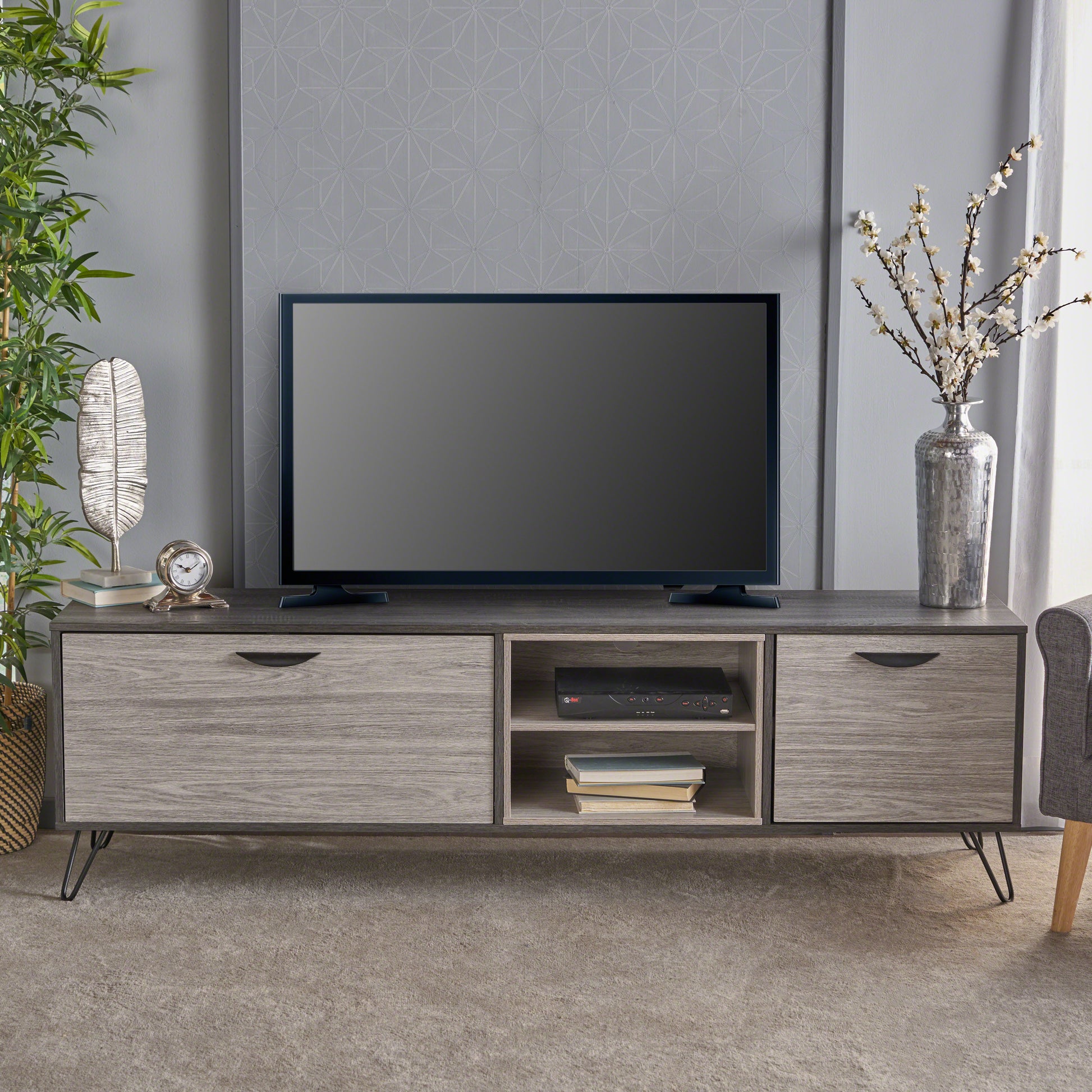 Tv Cabinet Grey 60 69 Inches Fabric