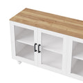 Farmhouse Tv Stand With Tempered Glass Doors For Tvs Up To 70