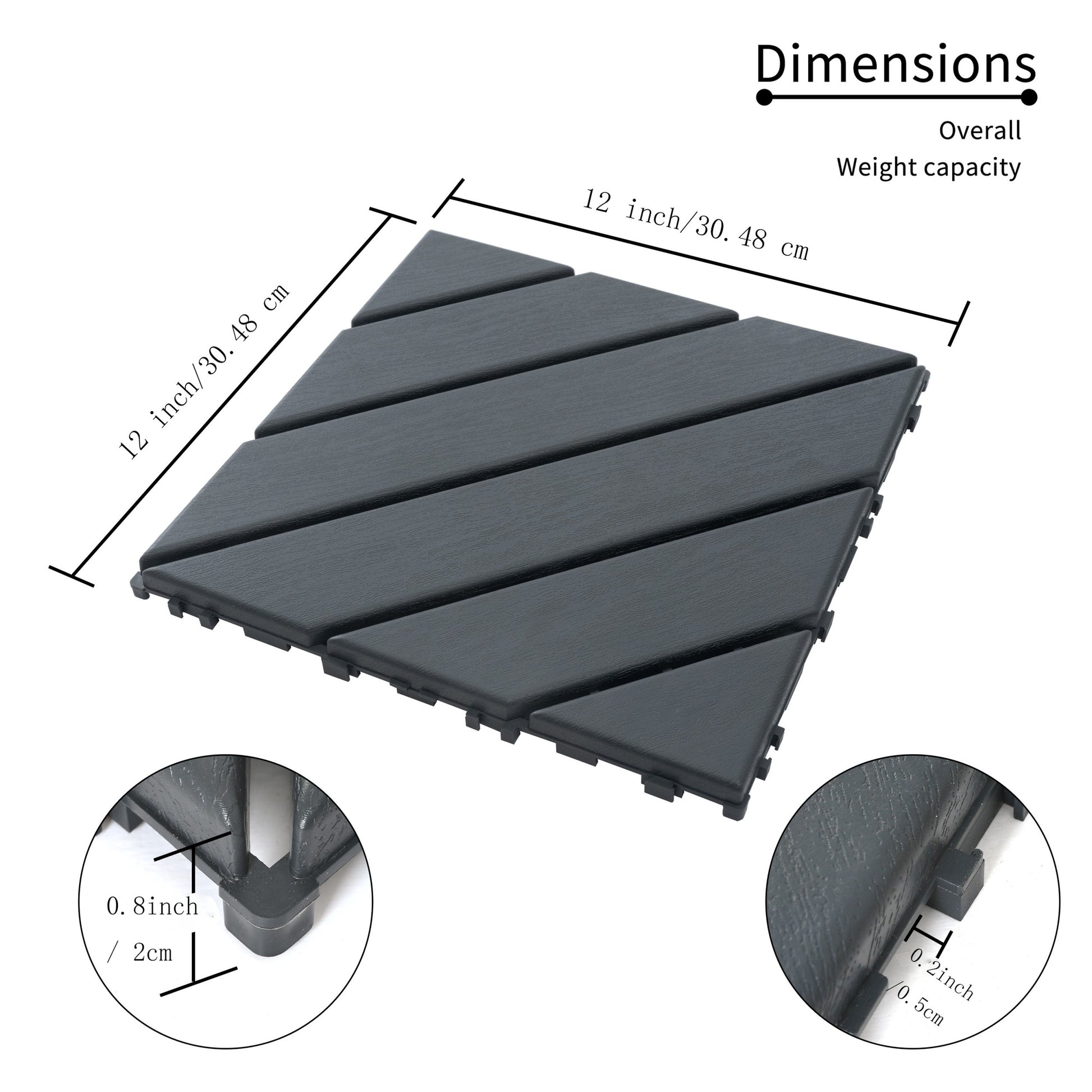 44 Pack Plastic Interlocking Deck Tiles Grey Grey Plastic