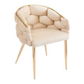 Luxury Handmade Accent Chair With Gold Legs, Modern Velvet Armchair For Living Room And Bedroom Beige Foam Velvet