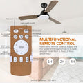 44 Inch Ceiling Fan With Led Light And Remote Control, 6 Speed Modes, 2 Rotating Modes, Timer Antique Brown Wood