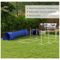 Pawhut 7 Piece Dog Agility Training Equipment, Dog Obstacle Course Starter Kit With Tunnels, Weave Poles, Adjustable Hurdles, Jumping Ring, Pause Box, Whistle, Blue Blue Plastic