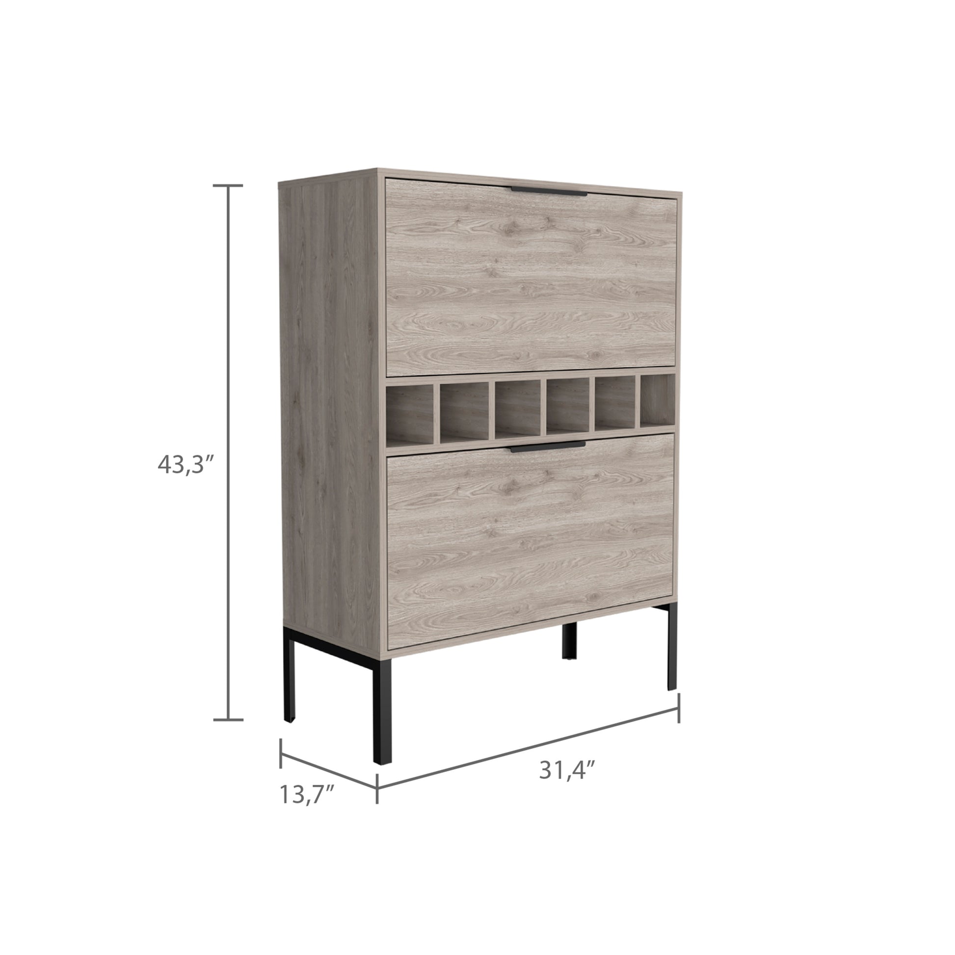 Rowan Bar Cabinet, Six Built In Wine Rack, Double