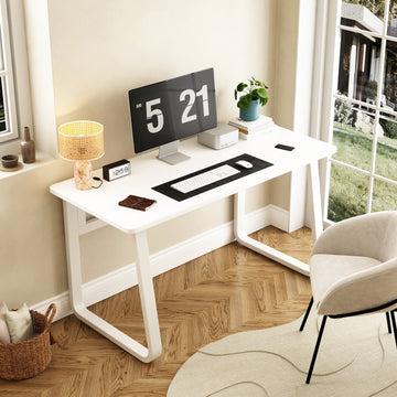 L47.2Inch Computer Desk Table Simple Gaming Table Chair Home Desk Student Writing Desk Bedroom Desk Workbench Desk White Metal