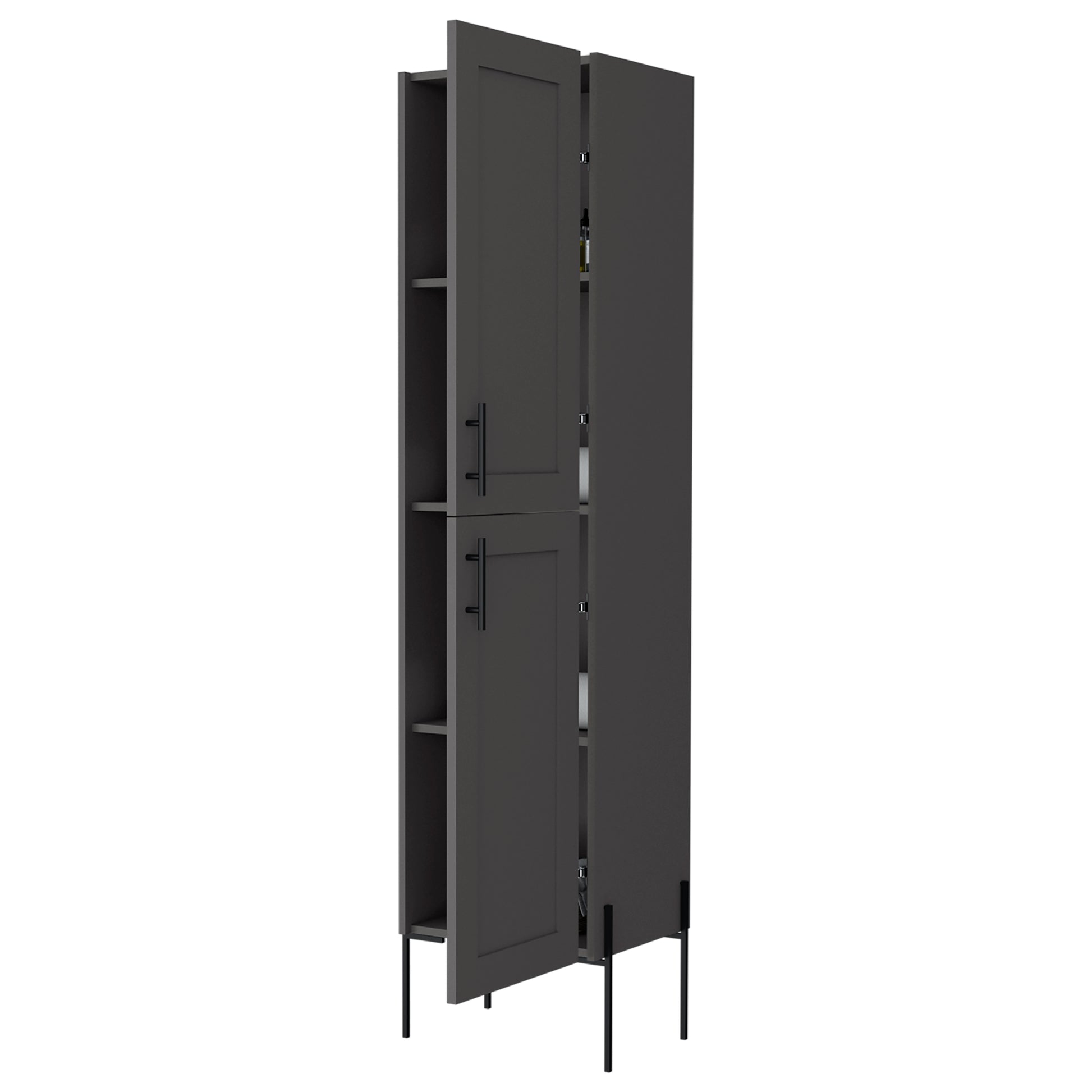 Sealy Hight Auxiliary Furniture In Melamine And 4 Shelves, Matt Gray Gray 2 4 Up To 17 In 60 In & Above Bathroom Freestanding Modern 10 15 Inches Particle Board Melamine