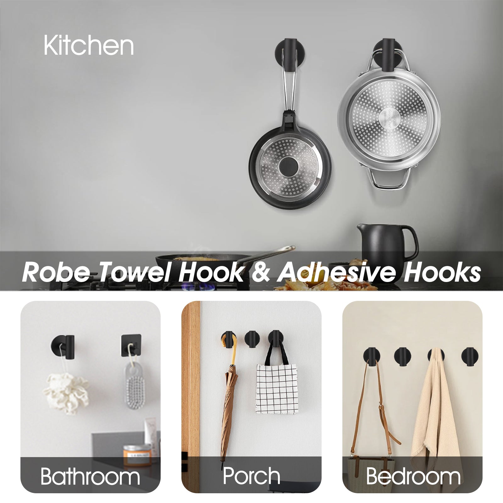 9 Pieces Bathroom Hardware Accessories Set Towel Bar Set Wall Mounted Matte Black Stainless Steel