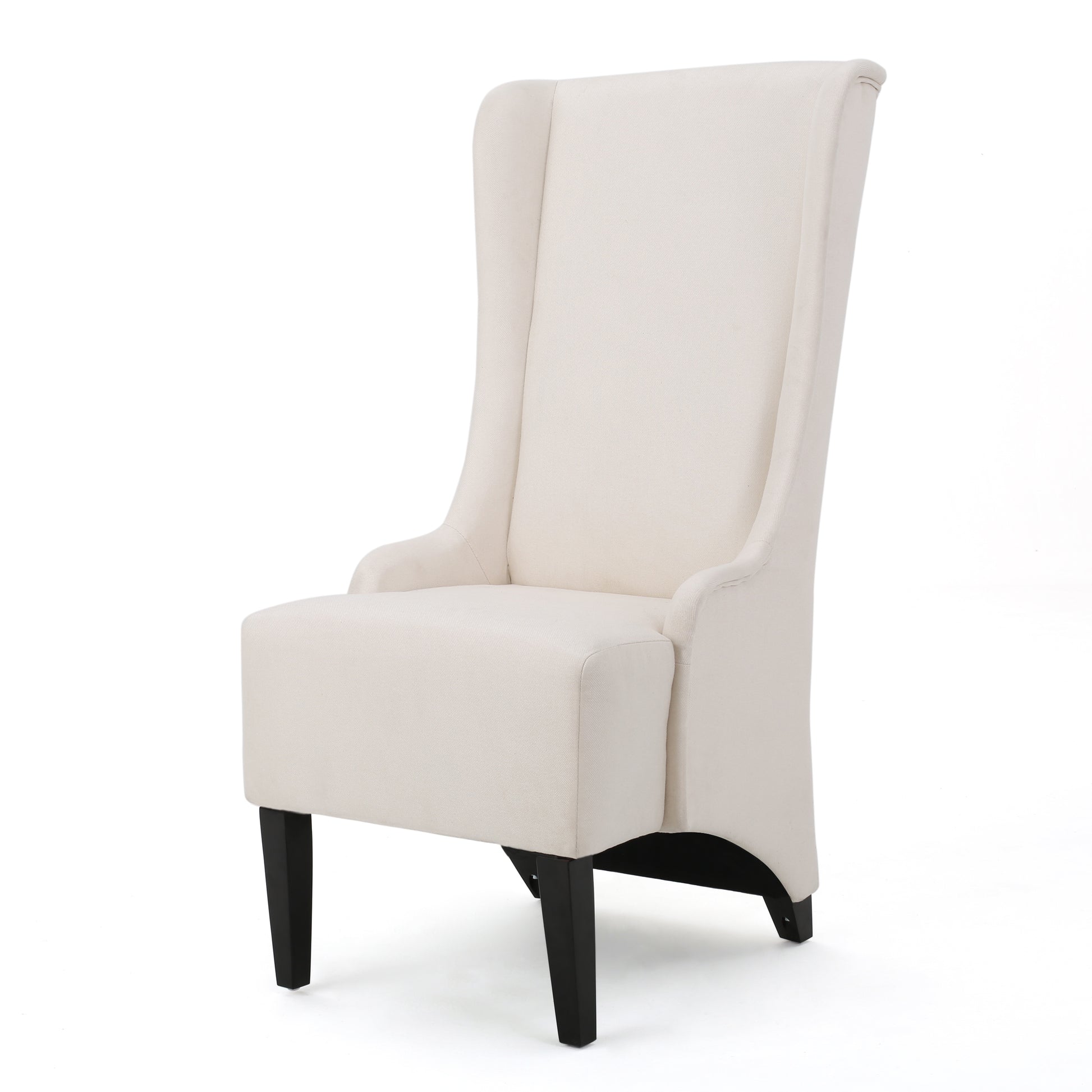 Dining Chair Beige Wood Fabric