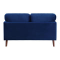 Modern Contemporary 2Pc Sofa Set Blue Sofa Loveseat Velvet Upholstery Dark Brown Legs Solid Wood Living Room Furniture Blue Velvet Wood Primary Living Space Modern Solid Wood 5 Seat