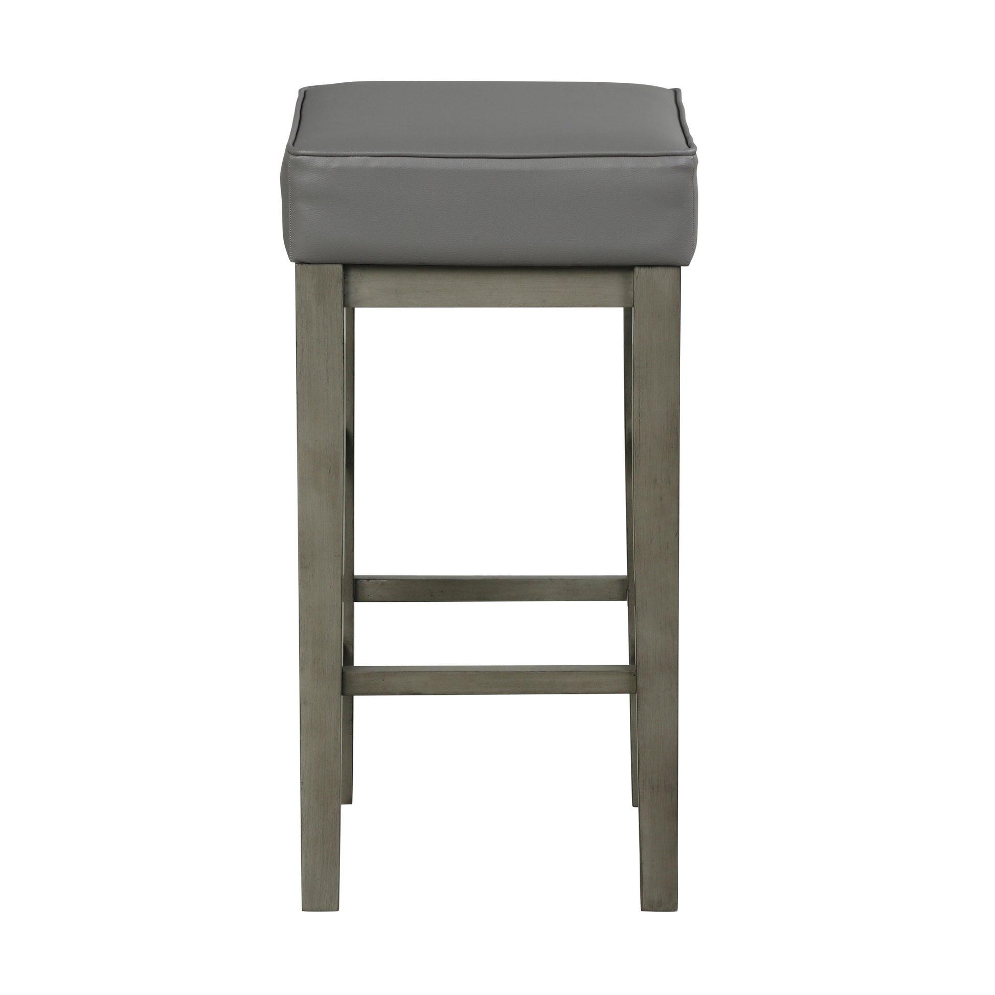 Transitional Gray Faux Leather Seat 29 Inch Pub Height Stools Set Of 2, Antique Gray Finish Solid Wood Frame Antique Gray,Gray Gray Dining Room Transitional Solid Wood