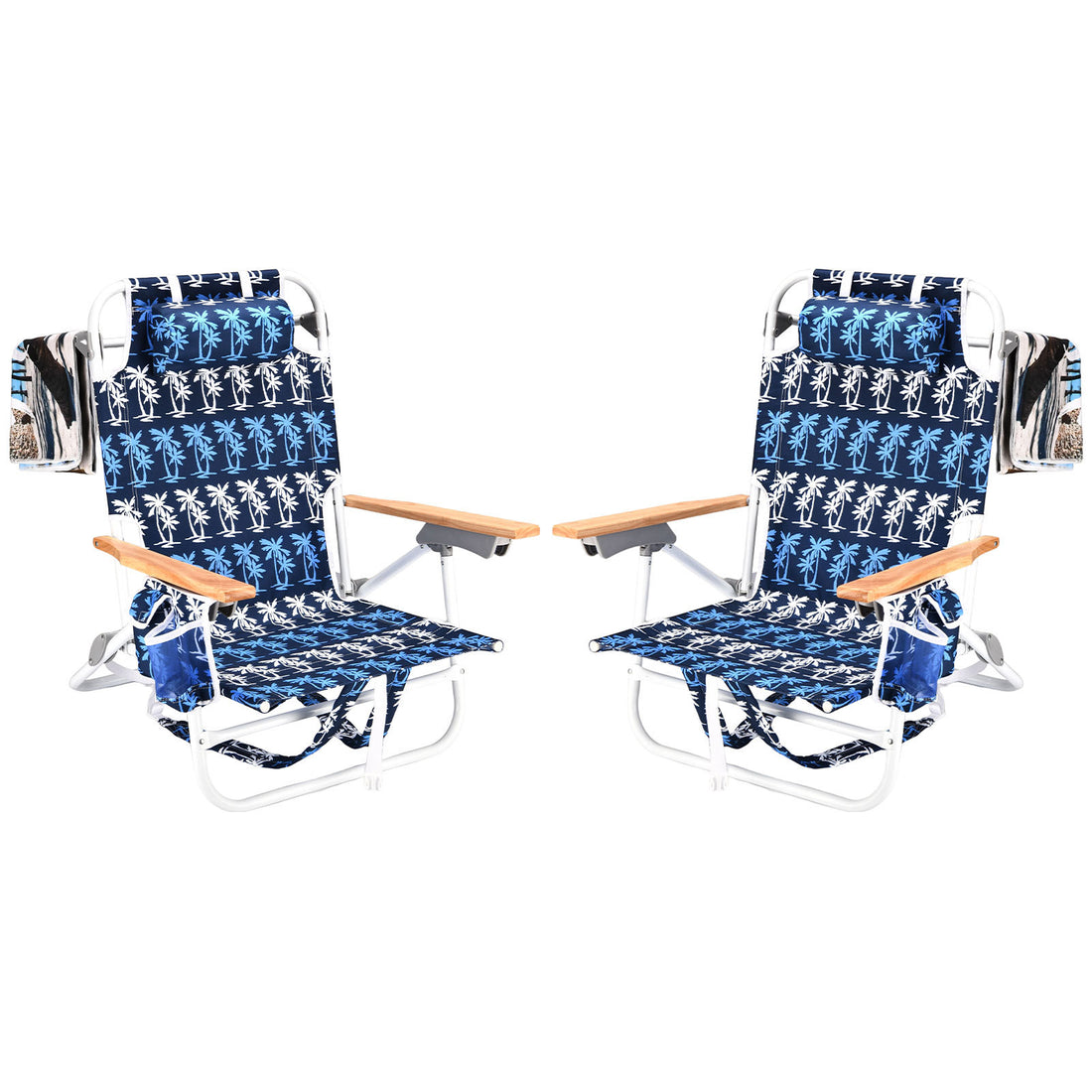 2Pcs Backpack Beach Chairs For Adults Beach Towel Backpack Beach Chairs For Adults 5 Position Chair With Pouch Folding Lightweight Positions Back Pack 13 Inch High Colorful Aluminium