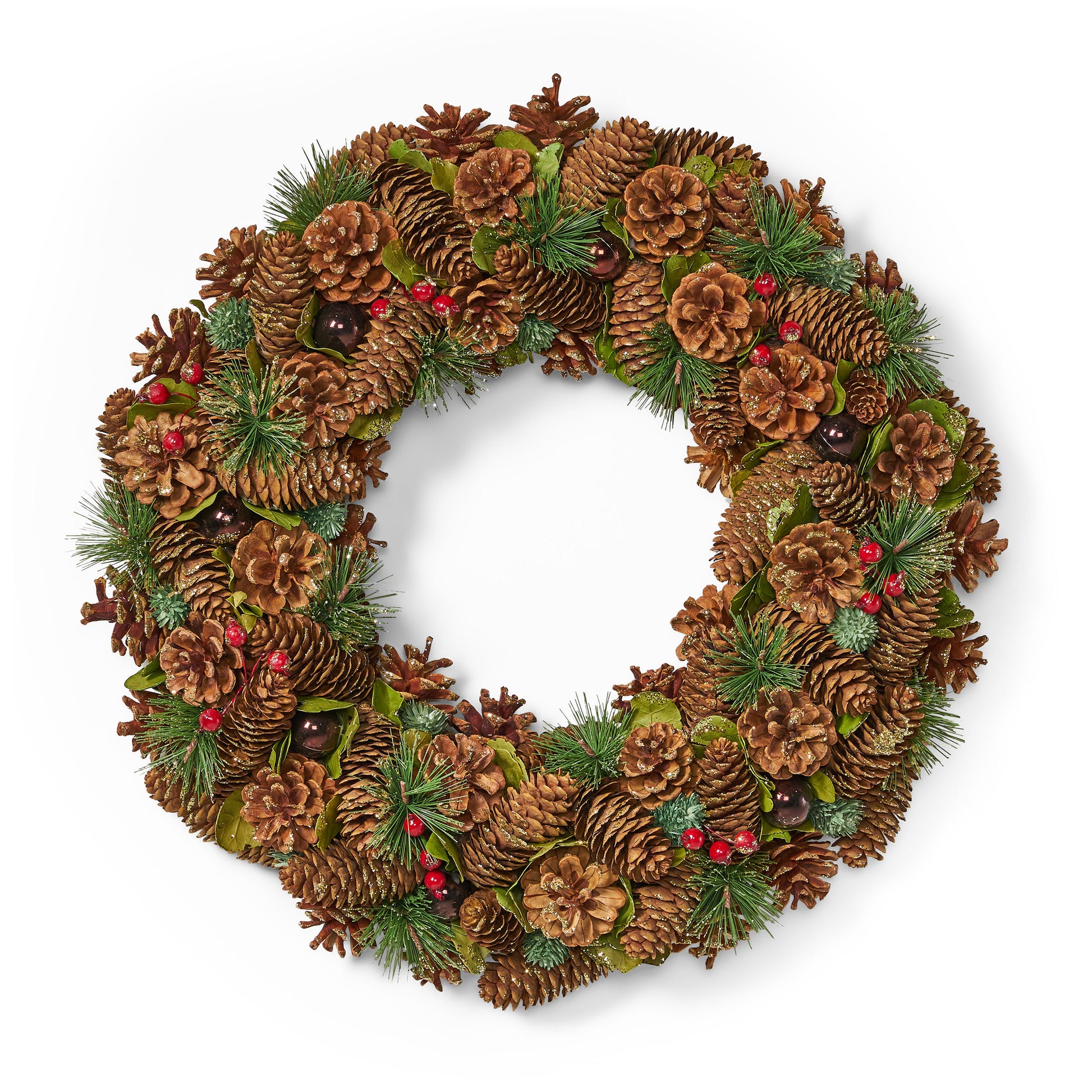 *Clearance Sale* 18.5'' Pine Cone Wreath Brown Multi Foam