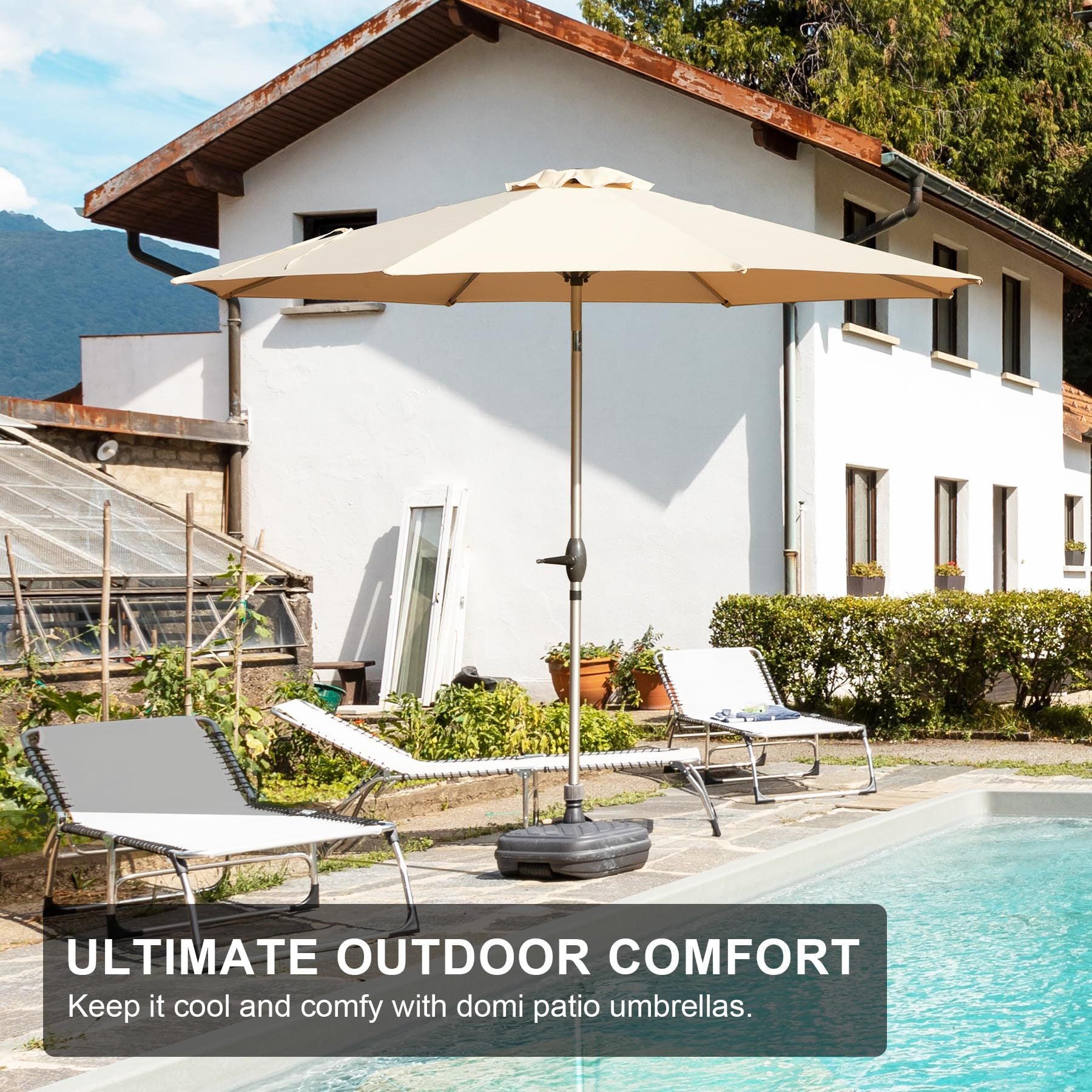 9Ft Patio Umbrella, Outdoor Table Umbrella With Push Button Tilt And Crank, Uv Protection Waterproof Market Sun Umbrella With 8 Sturdy Ribs For Garden