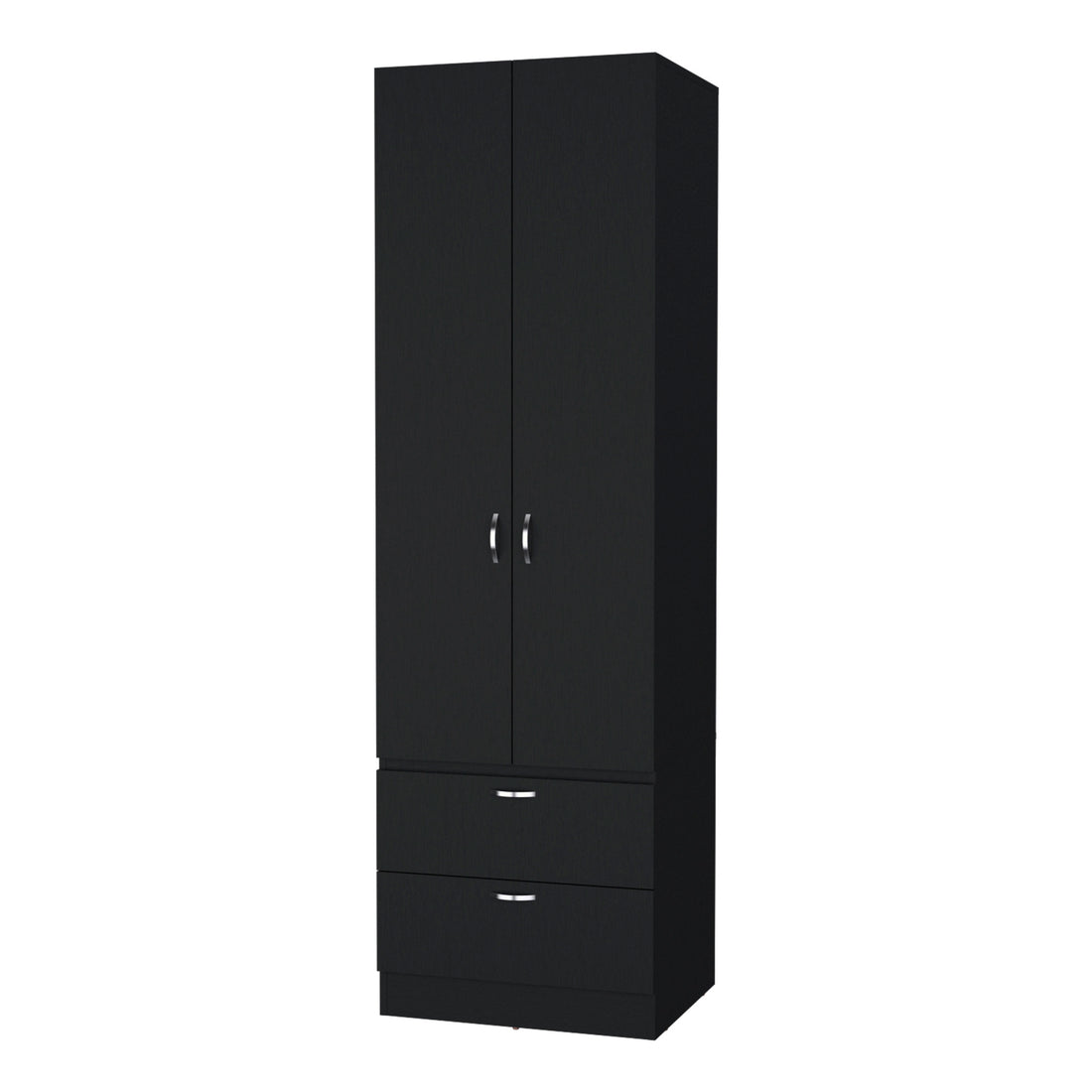 Tall Mayer Wardrobe In Melamine With Two Doors And Two Drawers Black Bedroom Contemporary Particle Board Melamine