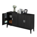 4 Door Sideboard Storage Cabinet With Door Shelf For Living Room And Dining Room, Two Large Cabinets With Adjustable Shelf, Black Black Rubberwood Solid Wood Mdf