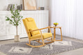 Rocking Chair Upholstered Fabric Rocking Armchair Indoor With High Backrest Glider Chairs And Lumbar Pillow For Living Room Yellow Linen