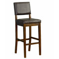 Wooden Bar Stool Withupholstered Seat And Back, Brown Brown Wood