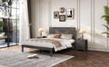 3 Pieces Bedroom Sets, Queen Size Farmhouse Platform Bed With Two Bedside Lights, 2 Drawer Nightstand, Antique Gray Queen Antique Gray 3 Piece Set Wood