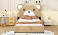 Full Size Upholstery Platform Bed Frame With Cute Bear Shaped Headboard And Two Storage Drawers,Brown Full Brown Solid Wood Mdf