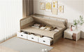 Full Size Daybed With Three Drawers And Three Storage Compartments, Nature Beige Full Beige Natural Mdf
