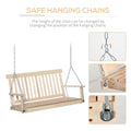 Outsunny 2 Seater Hanging Porch Swing Outdoor Patio Swing Chair Seat With Slatted Build And Chains, 440Lbs Weight Capacity, Natural Natural Wood